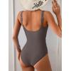 imageB2prity One Piece Swimsuit for Women Tummy Control Ruched Slimming Bathing Suit Button Full Coverage SwimwearCoffee Brown