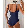 imageB2prity One Piece Swimsuit for Women Tummy Control Ruched Slimming Bathing Suit Button Full Coverage SwimwearNavy Blue