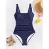 imageB2prity One Piece Swimsuit for Women Tummy Control Ruched Slimming Bathing Suit Button Full Coverage SwimwearNavy Blue