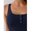 imageB2prity One Piece Swimsuit for Women Tummy Control Ruched Slimming Bathing Suit Button Full Coverage SwimwearNavy Blueribbed