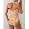 imageB2prity One Piece Swimsuit for Women Tummy Control Ruched Slimming Bathing Suit Button Full Coverage SwimwearOrange Print