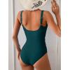 imageB2prity One Piece Swimsuit for Women Tummy Control Ruched Slimming Bathing Suit Button Full Coverage SwimwearPeacock Green