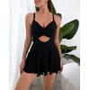 imageB2prity Women Cutout One Piece Skirt Swimsuit V Neck Wrap Tie Back Swimdress Tummy Control Bathing SuitsBlack