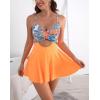 imageB2prity Women Cutout One Piece Skirt Swimsuit V Neck Wrap Tie Back Swimdress Tummy Control Bathing SuitsOrange floral