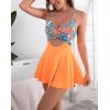 imageB2prity Women Cutout One Piece Skirt Swimsuit V Neck Wrap Tie Back Swimdress Tummy Control Bathing SuitsOrange floral