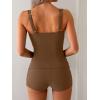 imageB2prity Womens Tankini Swimsuit Tummy Control Ruched Two Piece Bathing Suit Push Up Modest Swim Suits with ShortsBrown