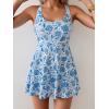 imageB2prity One Piece Swimdress Swimsuits for Women Tummy Control Swim Dress Cute Modest Skirt Bathing SuitBlue Floral