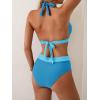 imageB2prity Women Halter Bikini Sets Sexy Deep V Neck Two Piece Swimsuits Color Block BottomBlue