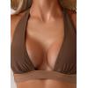imageB2prity Women Halter Bikini Sets Sexy Deep V Neck Two Piece Swimsuits Color Block BottomBrown