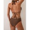 imageB2prity Women Halter Bikini Sets Sexy Deep V Neck Two Piece Swimsuits Color Block BottomBrown