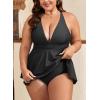 imageB2prity Womens One Piece Swimdress Swimsuit Plus Size Tummy Control Swim Dress V Neck Push Up Skirted Bathing SuitBlack