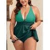 imageB2prity Womens One Piece Swimdress Swimsuit Plus Size Tummy Control Swim Dress V Neck Push Up Skirted Bathing SuitGreen  Dark Green