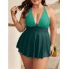 imageB2prity Womens One Piece Swimdress Swimsuit Plus Size Tummy Control Swim Dress V Neck Push Up Skirted Bathing SuitGreen  Dark Green