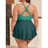 imageB2prity Womens One Piece Swimdress Swimsuit Plus Size Tummy Control Swim Dress V Neck Push Up Skirted Bathing SuitGreen  Dark Green