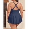 imageB2prity Womens One Piece Swimdress Swimsuit Plus Size Tummy Control Swim Dress V Neck Push Up Skirted Bathing SuitNavy Blue