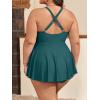 imageB2prity Womens One Piece Swimdress Swimsuit Plus Size Tummy Control Swim Dress V Neck Push Up Skirted Bathing SuitPeacock Green