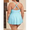imageB2prity Womens One Piece Swimdress Swimsuit Plus Size Tummy Control Swim Dress V Neck Push Up Skirted Bathing SuitSky Blue