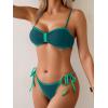 imageB2prity Bikini Sets for Women Sexy Two Piece Bathing Suit Color Block Swimsuit Sweetheart Neckline SwimwearGreen Color Block