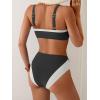 imageB2prity Womens Bikini Set Two Piece Swimsuit Color Block Slimming Bathing Suit High Waisted Scoop Neck SwimwearBlack  White