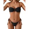 imageB2prity Bikini Sets for Women Sexy Two Piece Bathing Suit Color Block Swimsuit Sweetheart Neckline SwimwearBlack Brown