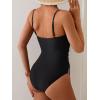 imageB2prity One Piece Swimsuit for Women Tummy Control Slimming Bathing Suit Color Block Swim Suit Modest SwimwearBlack  Leopard Print