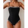 imageB2prity One Piece Swimsuit for Women Tummy Control Slimming Bathing Suit Color Block Swim Suit Modest SwimwearBlack  Leopard Print