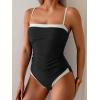 imageB2prity One Piece Swimsuit for Women Tummy Control Slimming Bathing Suit Color Block Swim Suit Modest SwimwearBlack  White