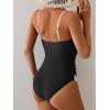 imageB2prity One Piece Swimsuit for Women Tummy Control Slimming Bathing Suit Color Block Swim Suit Modest SwimwearBlack  White