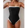 imageB2prity One Piece Swimsuit for Women Tummy Control Slimming Bathing Suit Color Block Swim Suit Modest SwimwearBlack  White