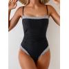 imageB2prity One Piece Swimsuit for Women Tummy Control Slimming Bathing Suit Color Block Swim Suit Modest SwimwearBlack Striped