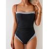 imageB2prity One Piece Swimsuit for Women Tummy Control Slimming Bathing Suit Color Block Swim Suit Modest SwimwearBlack Striped