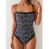 imageB2prity One Piece Swimsuit for Women Tummy Control Slimming Bathing Suit Color Block Swim Suit Modest SwimwearBlack White Spots