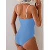 imageB2prity One Piece Swimsuit for Women Tummy Control Slimming Bathing Suit Color Block Swim Suit Modest SwimwearBlue  White