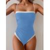 imageB2prity One Piece Swimsuit for Women Tummy Control Slimming Bathing Suit Color Block Swim Suit Modest SwimwearBlue  White