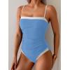 imageB2prity One Piece Swimsuit for Women Tummy Control Slimming Bathing Suit Color Block Swim Suit Modest SwimwearBlue  White