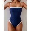 imageB2prity One Piece Swimsuit for Women Tummy Control Slimming Bathing Suit Color Block Swim Suit Modest SwimwearNavy Blue