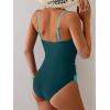 imageB2prity One Piece Swimsuit for Women Tummy Control Slimming Bathing Suit Color Block Swim Suit Modest SwimwearPeacock Green  Aqua