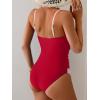 imageB2prity One Piece Swimsuit for Women Tummy Control Slimming Bathing Suit Color Block Swim Suit Modest SwimwearRed  White