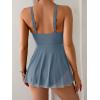 imageB2prity Womens One Piece Swim Dress Swimsuit Tummy Control V Neck Swimdress Mesh Bathing Suit Skirt U Ring SwimwearGrayish Blue