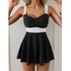 imageB2prity Womens One Piece Swimdress Swimsuit Tummy Control Swim Dress Slimming Modest Bathing Suit Color Block SwimwearBlack  White