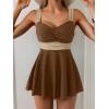 imageB2prity Womens One Piece Swimdress Swimsuit Tummy Control Swim Dress Slimming Modest Bathing Suit Color Block SwimwearBrown  Beige