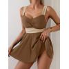 imageB2prity Womens One Piece Swimdress Swimsuit Tummy Control Swim Dress Slimming Modest Bathing Suit Color Block SwimwearBrown  Beige