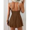 imageB2prity Womens One Piece Swimdress Swimsuit Tummy Control Swim Dress Slimming Modest Bathing Suit Color Block SwimwearBrown  Beige