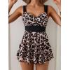imageB2prity Womens One Piece Swimdress Swimsuit Tummy Control Swim Dress Slimming Modest Bathing Suit Color Block SwimwearLeopard Print  Black