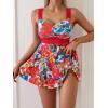 imageB2prity Womens One Piece Swimdress Swimsuit Tummy Control Swim Dress Slimming Modest Bathing Suit Color Block SwimwearRed Floral