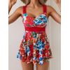 imageB2prity Womens One Piece Swimdress Swimsuit Tummy Control Swim Dress Slimming Modest Bathing Suit Color Block SwimwearRed Floral
