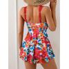 imageB2prity Womens One Piece Swimdress Swimsuit Tummy Control Swim Dress Slimming Modest Bathing Suit Color Block SwimwearRed Floral