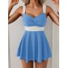imageB2prity Womens One Piece Swimdress Swimsuit Tummy Control Swim Dress Slimming Modest Bathing Suit Color Block SwimwearSky Blue  White
