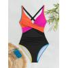 imageB2prity Womens One Piece Swimsuits Tummy Control Ruched Bathing Suit V Neck Tie Back Swimwear Wrap Swim SuitOrange Pink Black