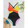 imageB2prity Womens One Piece Swimsuits Tummy Control Ruched Bathing Suit V Neck Tie Back Swimwear Wrap Swim SuitOrange Yellow Black